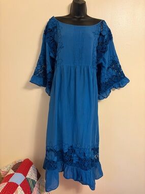 Womens' Blue Lace-Trim Dress